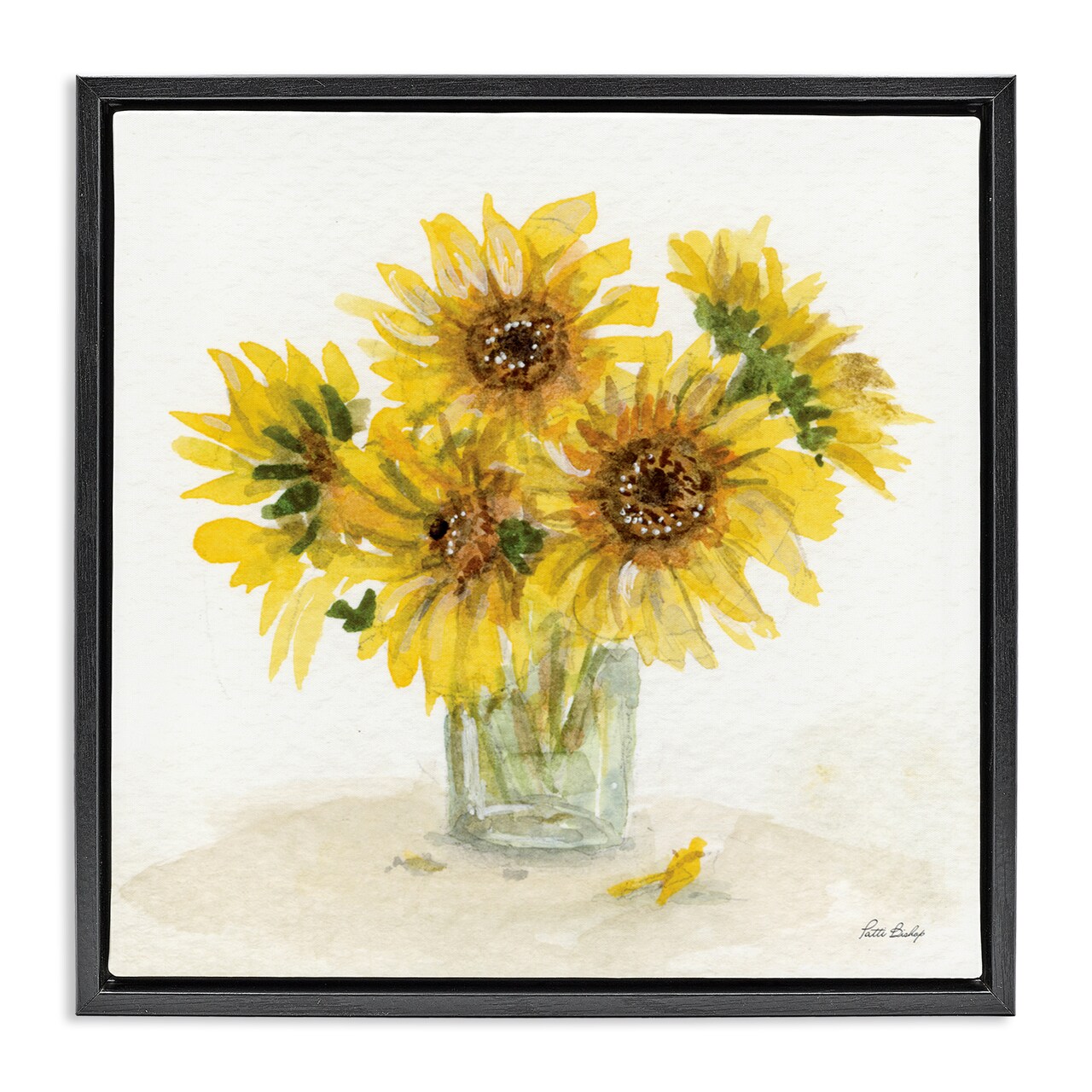 Stupell Industries Unfurling Sunflowers Vase Floating Frame, design by Patti Bishop